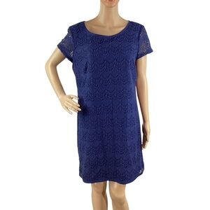 Ann Taylor LOFT Navy Crochet Lace Shift Dress Size 10